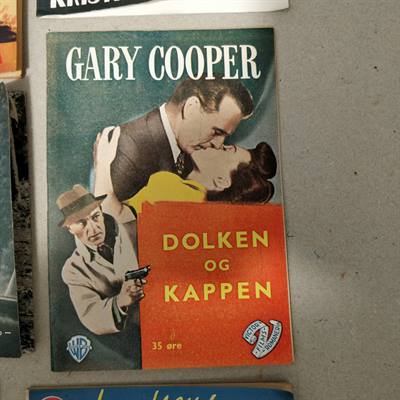 Dolken og Kappen med skuespilleren Gary Cooper, old film programs programmer gamle