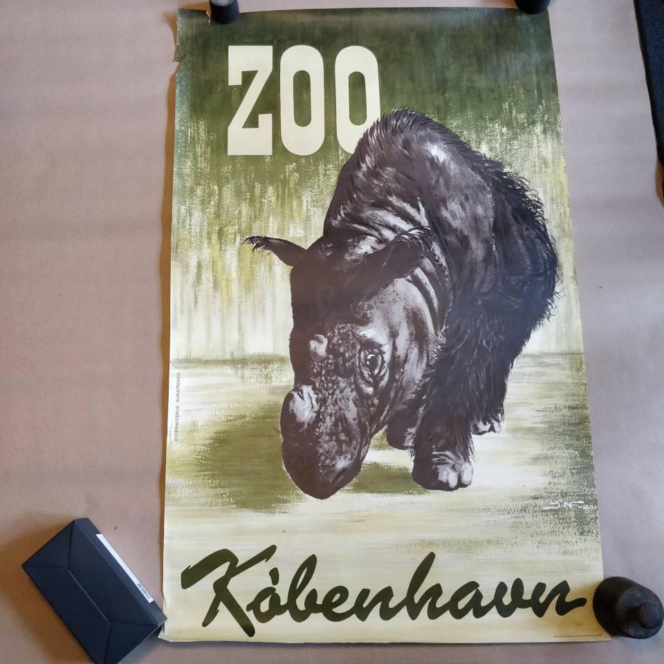 Zoo plakat ,næsehorn, 1962