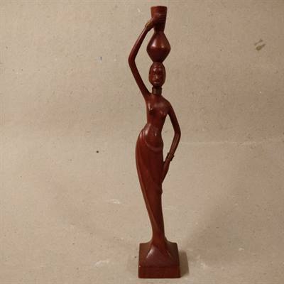 afro kvinde krukke gammel træ skulptur
