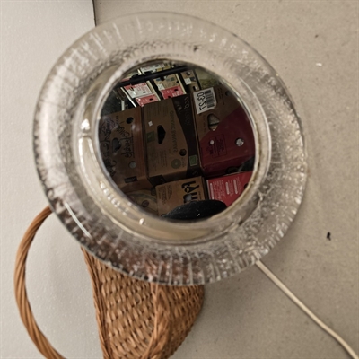 Rund-kraftig-glaskant-spejl-væglampe-retrolampe