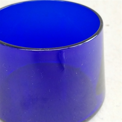 rund kongeblå lille glasskål med lige kante let indad gående,  retro opbevaring