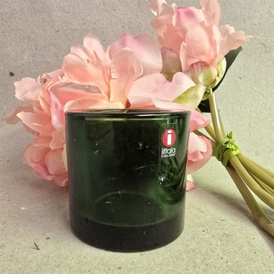 mørkegrøn-cylinder-glas-fyrfadstage-retrostage-finsk-Iitala