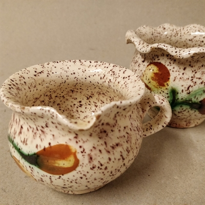 keramik sukker fløde sæt svensk lertøj dekoreret
