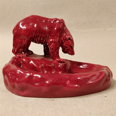 rød isbjørn keramik askebæger gammelt retro