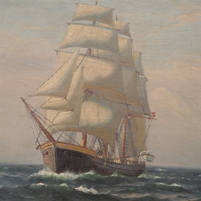 Taarbæk havn sejlskib maleri