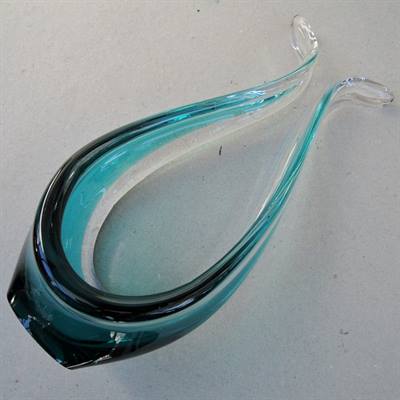 skulpturel skål glas turkis