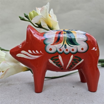 traegris-roed-dekoreret-bemaling-sparegris-gammel-John-Gudmunds-Sjurberg,Raattvik-Sverige