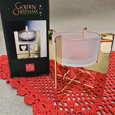 fyrfad-lysestage-guldfarvet-enkel-glasholde-Holmegaard-retro-julestage