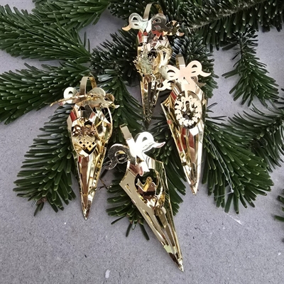 guldfarvede-forskellige-metal-kræmmerhuse-Jette-Frølich-juletræspynt
