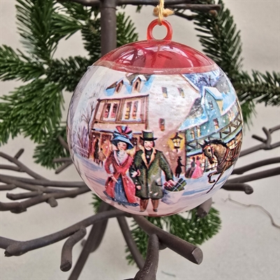 rød-plastik-julekugle-julemotiver-juletravlhed-retro-julepynt