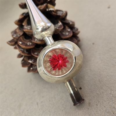 sølvfarvet-glas-topspir-pink-bunden-reflektor-spejl-dekorationer-gammel-glas-juletræspynt