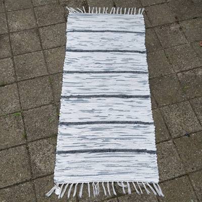 grå hvid stribet gammelt kludetæppe sverige brugt svensk