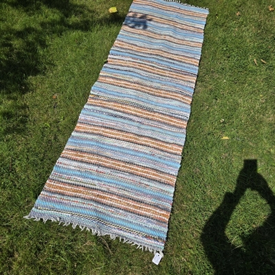 klassiske-striber-turkis-orange-grå-gammelt-svensk-kludetaeppe-løber-trasmatta