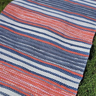 blå-røde-grå-klassiske-striber-gammelt-svensk-bomuld-kludetæppe