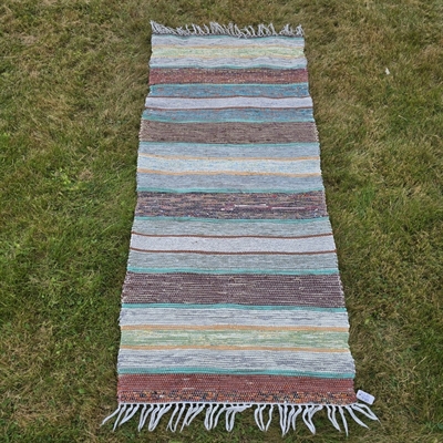 brun-groen-beige-stribet-svensk-bomuld-kludetæppe-gammel-loeber-Sverige