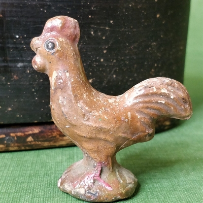 brun hane rød hanekam gammel keramik figur gammelt påskepynt