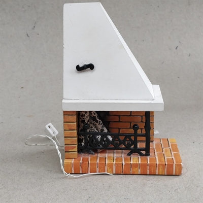 pejs hvid og mursten med lys i miniature dukkehuset retro legetøj