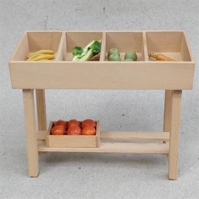 naturtræ kasse reol med grønsager og frugter miniature til dukkehuset genbrug