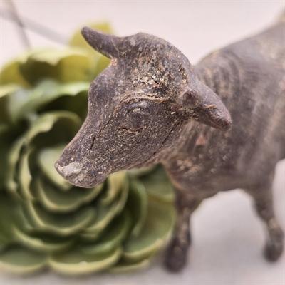 moerkebrun-ko-staaende-med-horn-oerer-gammelt-legetoej