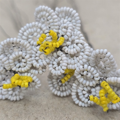 ring-formet-hvid-perleblomst-gul-midte-gammel-fransk-glasperleblomst