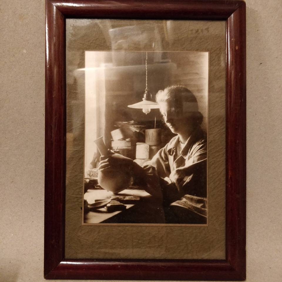 Mahogni ramme, gammelt fotografi, 16 x 24,2 cm.
