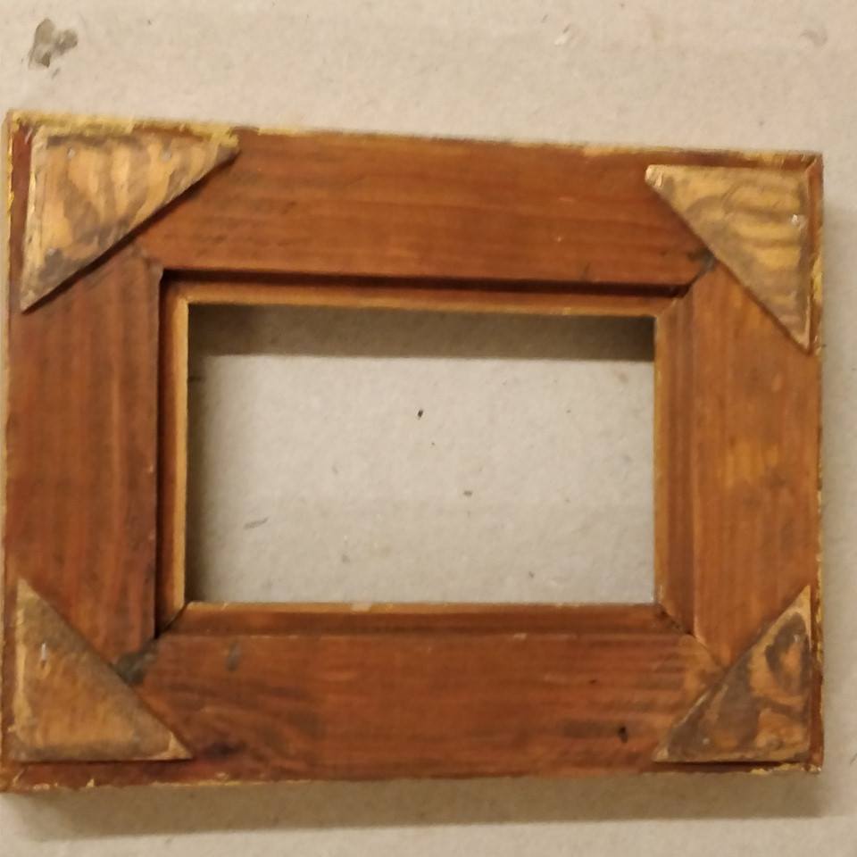 Dansk håndværk, gammel træ billed ramme i guld. Genbrug.