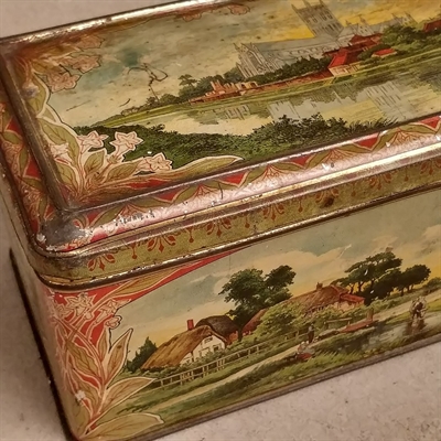 rektangulær-metal-dåse-landskabs-dekoration-skønvirke-gammel-opbevaring