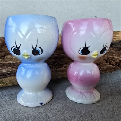 æggebægrer blå og rosa retro kylling æggeholder 