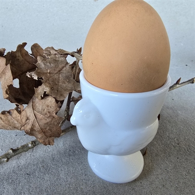 æggebæger glashøne med æggeholder på ryggen gammel påskeæggebæger