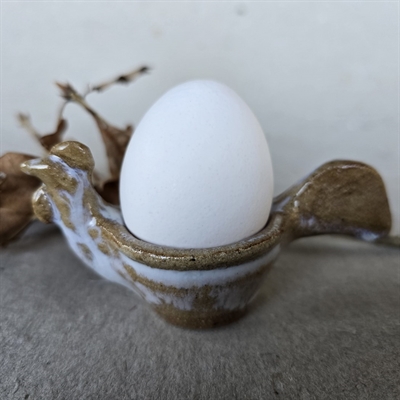 Høne beige keramik æggebæger, genbrug.