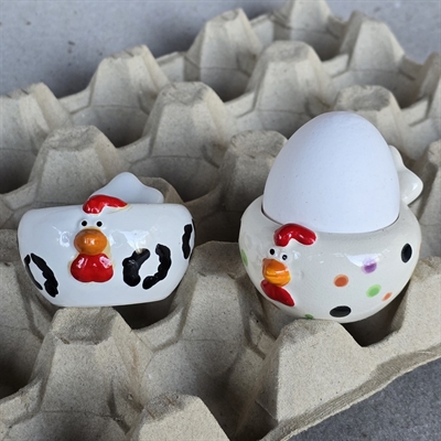 sort hvide høns æggebægre på ryggen Madeleine Hillgrund genbrug