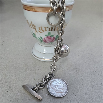danske-mønter-kugle-sølv-charms-armbånd-vintage-armlænke