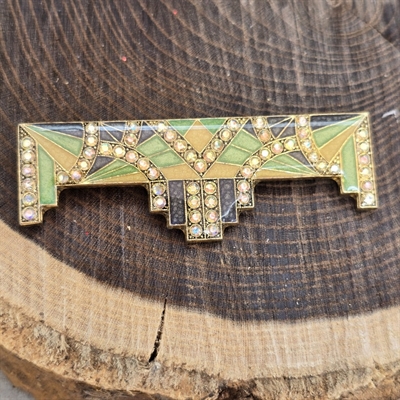 groen-graa-beige-farvet-aflang-artdeco-lignende-broche-fransk
