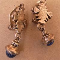 Blå perle, bijoux øreklips. d: 4 cm. øreringe
