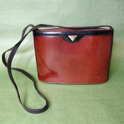 ponzo sort rødbrun skuldertaske retro taske genbrug