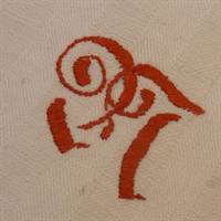 Hør viskestykke med røde initialer, gammelt, svensk. 50 x 71 cm. 